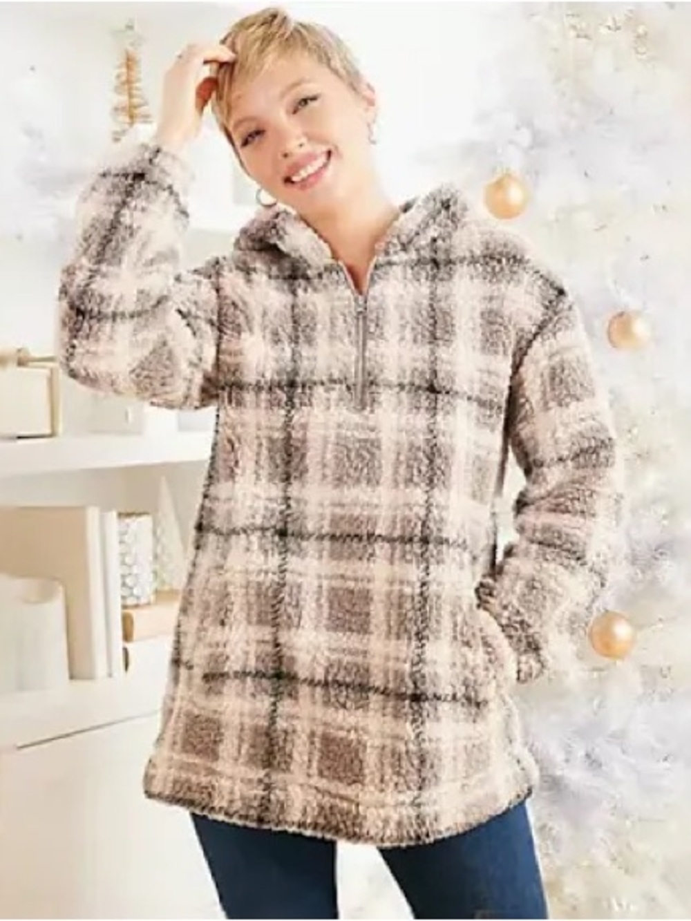 Cozy kookaburra by UGG Quarter Zip Brushed Sherpa Hoodie